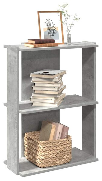 3 szintes betonszürke szerelt fa könyvespolc 60x30x80 cm
