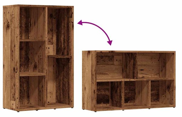 Antik fa színű szerelt fa könyvszekrény 50x25x80 cm