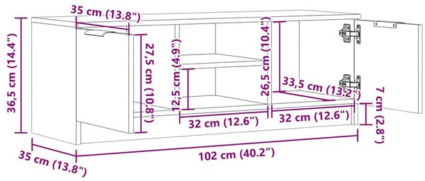 TV szekrény Régi fa 102x35x36,5 cm Gépelt fa