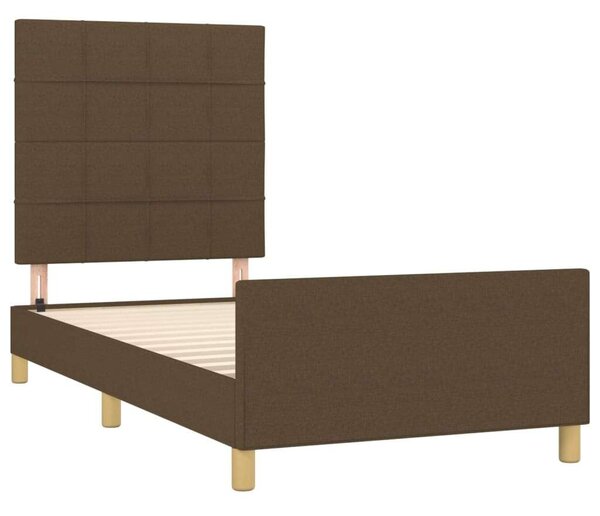 VidaXL sötétbarna szövet ágykeret fejtámlával 90 x 190 cm
