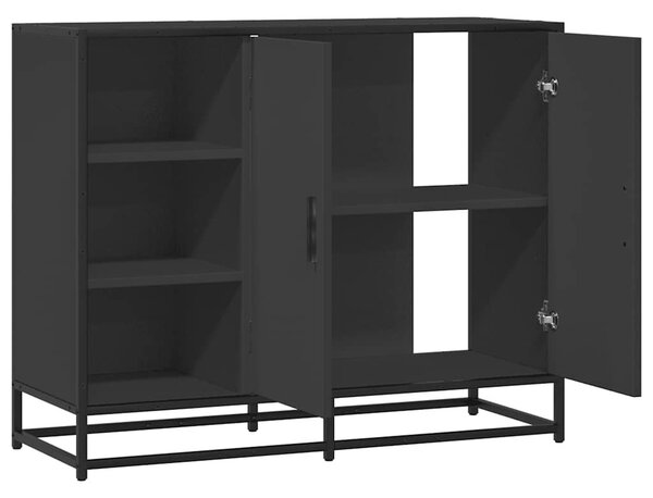 Fekete szerelt fa tálalószekrény 92 x 35 x 76 cm