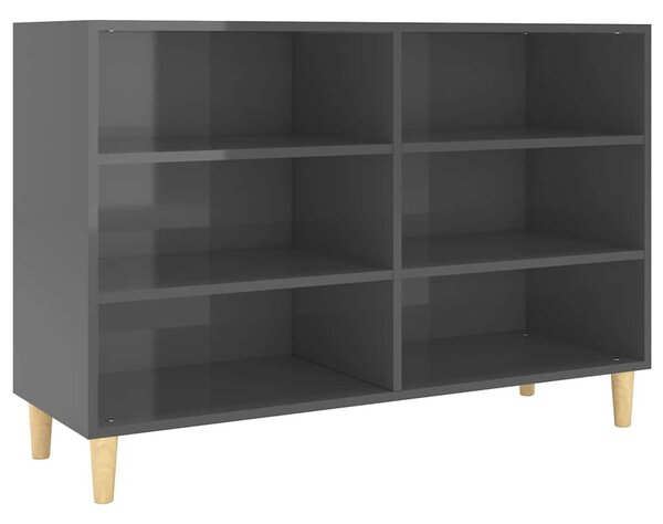 Magasfényű szürke szerelt fa tálalószekrény 103,5 x 35 x 70 cm