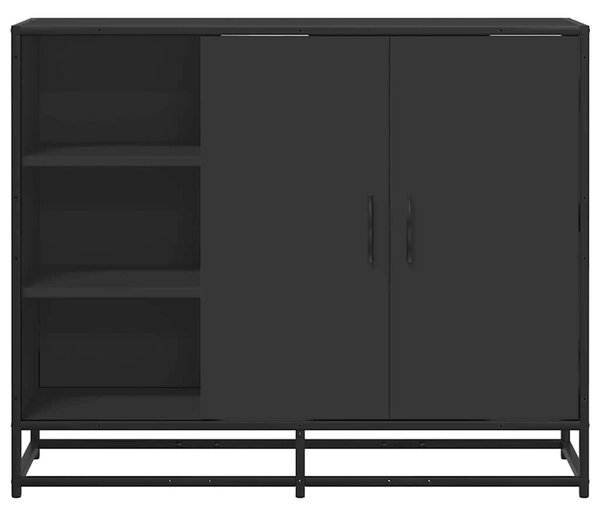Fekete szerelt fa tálalószekrény 92 x 35 x 76 cm