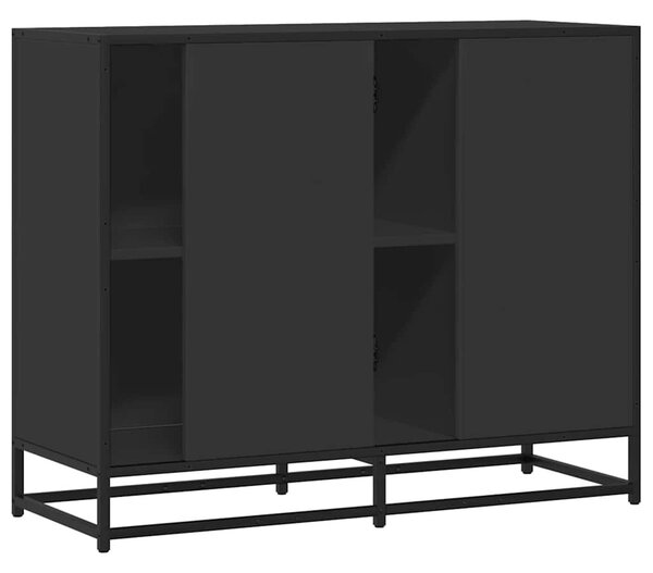 Fekete szerelt fa tálalószekrény 92 x 35 x 76 cm