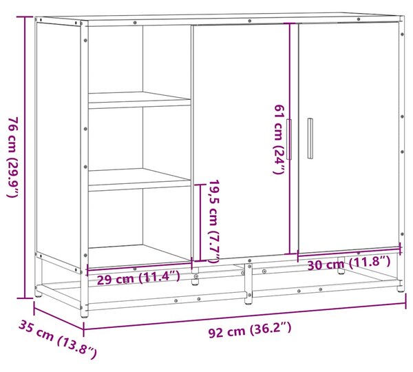 Fekete szerelt fa tálalószekrény 92 x 35 x 76 cm