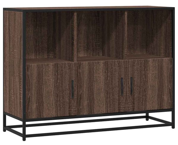 Barna tölgyszínű szerelt fa tálalószekrény 100x35x76 cm