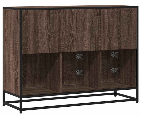 Barna tölgyszínű szerelt fa tálalószekrény 100x35x76 cm