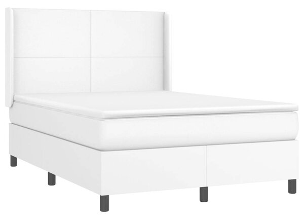 VidaXL fehér műbőr rugós ágy matraccal és LED-del 140x200 cm