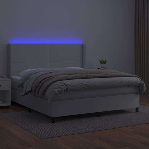 VidaXL LED-es Ágy - Műbőr - 160x200 cm