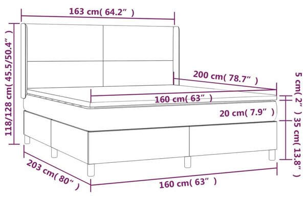VidaXL LED-es Ágy - Műbőr - 160x200 cm