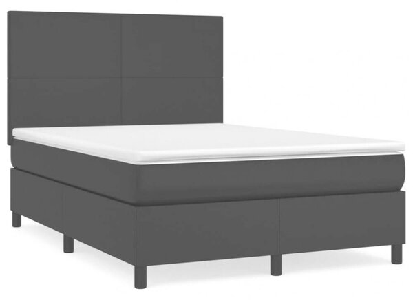 VidaXL Fekete Műbőr Ágy Matraccal - 140x190 cm