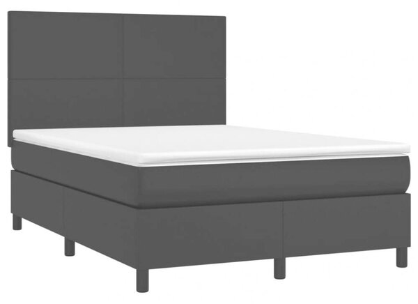 VidaXL Fekete Műbőr Ágy Matraccal - 140x190 cm