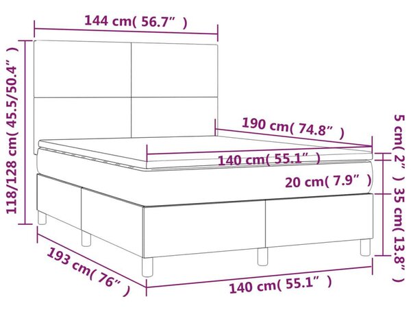 VidaXL Fekete Műbőr Ágy Matraccal - 140x190 cm