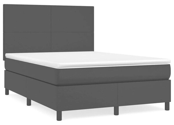 VidaXL Fekete Műbőr Ágy Matraccal - 140x190 cm