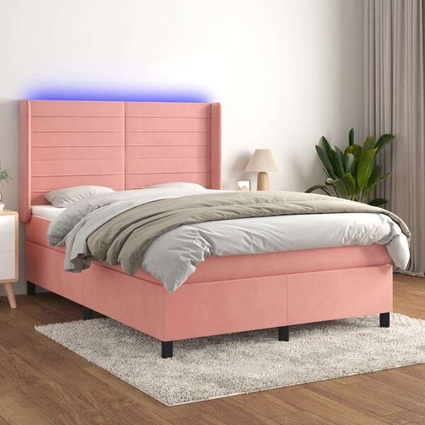 VidaXL LED-es Bársony Ágy - 140x190 cm