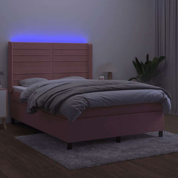 VidaXL LED-es Bársony Ágy - 140x190 cm