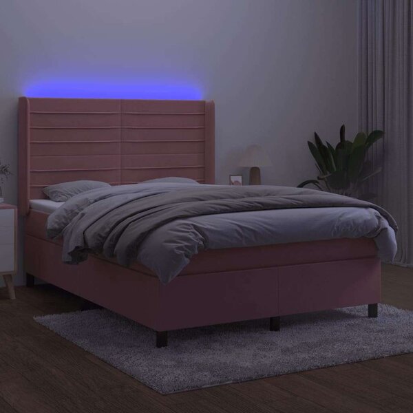 VidaXL LED-es Bársony Ágy - 140x190 cm