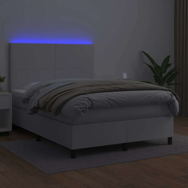 VidaXL LED-es Ágy - Műbőr - 140x200 cm