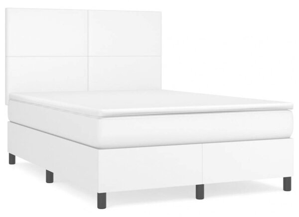 VidaXL fehér műbőr rugós ágy matraccal 140x190 cm