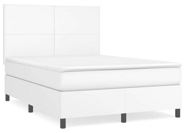 VidaXL fehér műbőr rugós ágy matraccal 140x190 cm