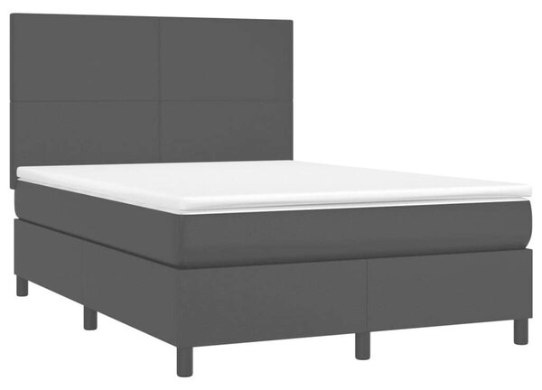 VidaXL Ágy - Fekete Műbőr - 140x200 cm - LED