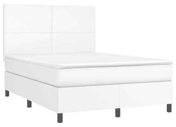 VidaXL fehér műbőr rugós ágy matraccal 140x190 cm