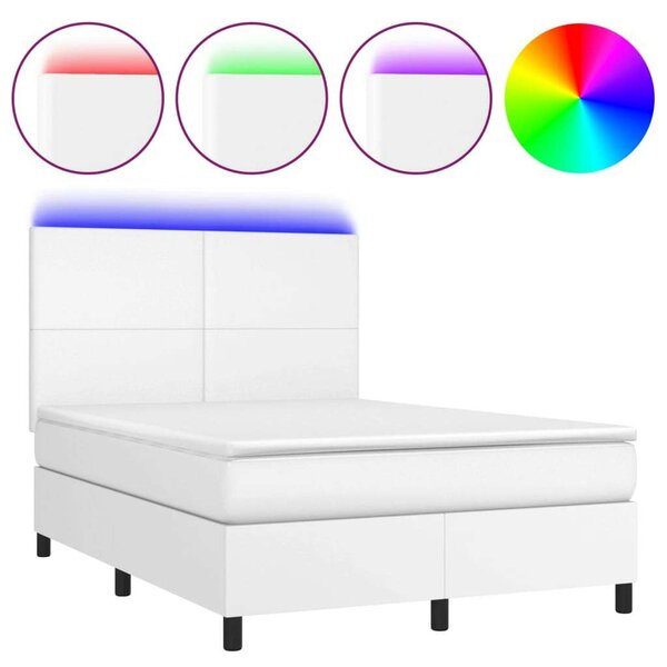 VidaXL LED-es Ágy - Műbőr - 140x200 cm