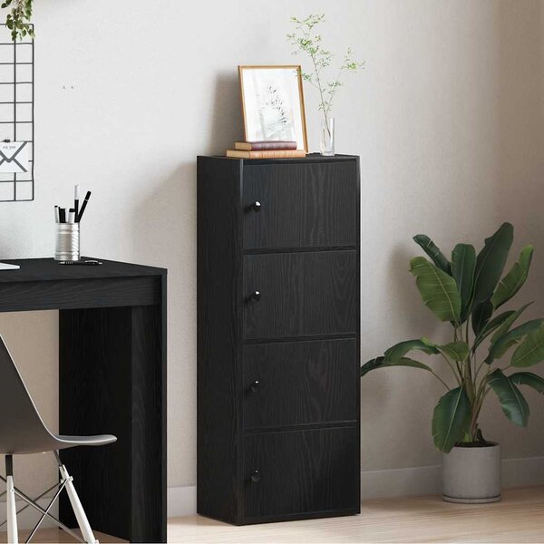 Könyvespolc fekete tölgy 40x24x102 cm gépesített fa