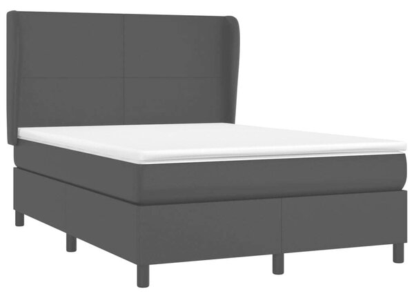VidaXL Fekete Műbőr Ágy Matraccal - 140x200 cm