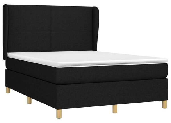 VidaXL fekete szövet rugós ágy matraccal 140 x 190 cm