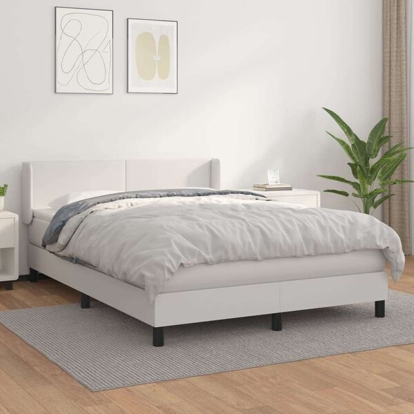 VidaXL fehér műbőr rugós ágy matraccal 140 x 200 cm
