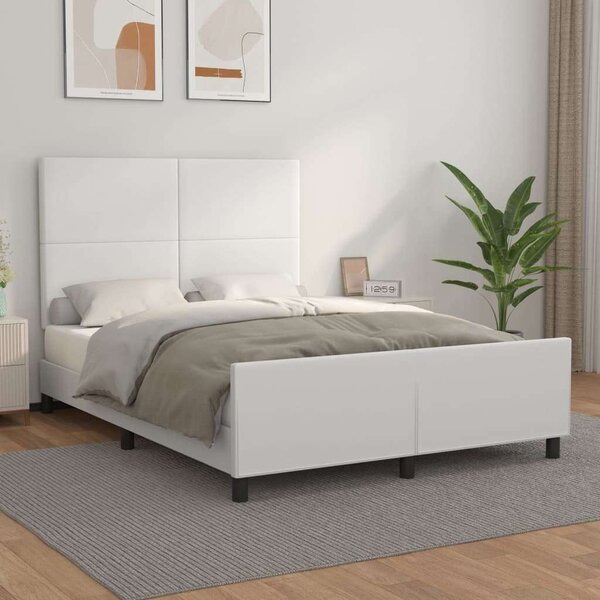 VidaXL fehér műbőr ágykeret fejtámlával 140x190 cm