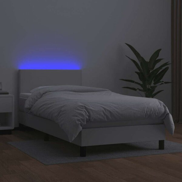 VidaXL Fehér Műbőr Ágy - 80x200 cm - LED-es