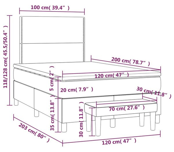 VidaXL Fekete Műbőr Ágy - 120x200 cm