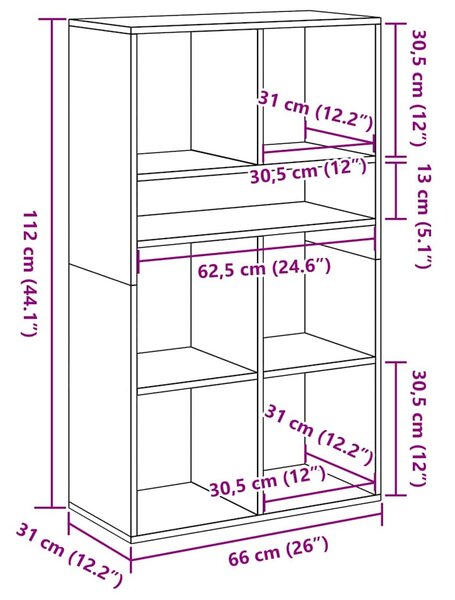 Könyvszekrény antik fa 66x31x112 cm szerelt fa
