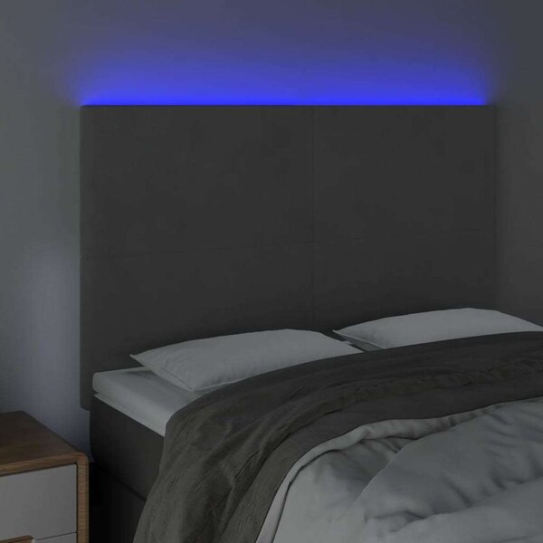 Bársony LED Fejtámla - Sötétszürke - 144x5x118/128cm