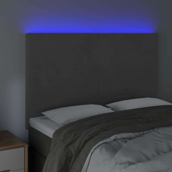 Bársony LED Fejtámla - Sötétszürke - 144x5x118/128cm