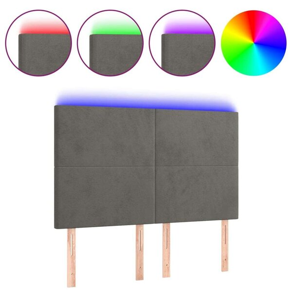 Bársony LED Fejtámla - Sötétszürke - 144x5x118/128cm