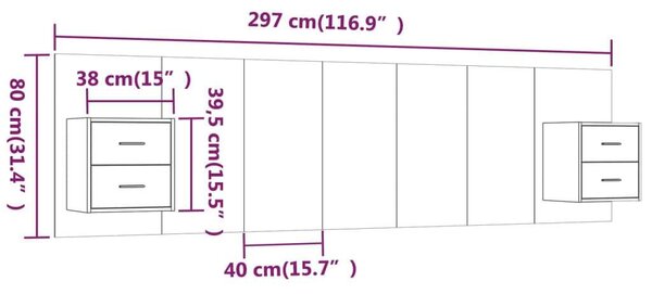 Betonszürke szerelt fa ágyfejtámla szekrényekkel