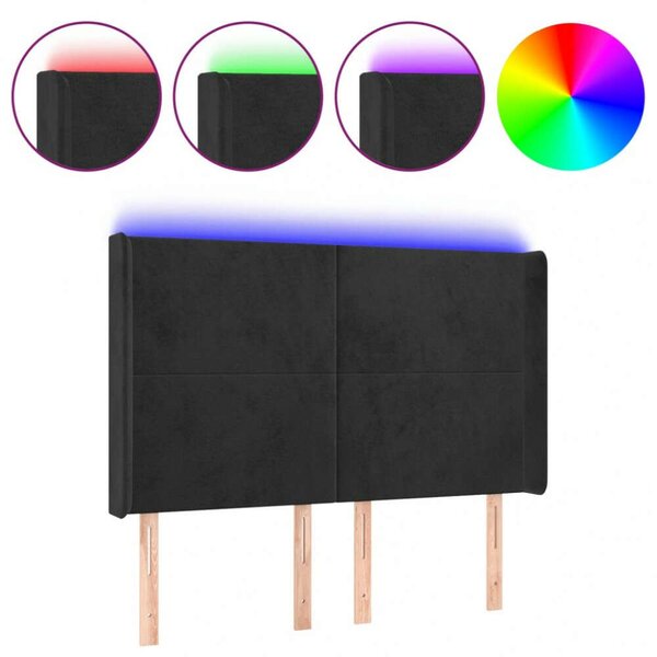 LED Fejtámla - Fekete Bársony - 147x16x118/128cm