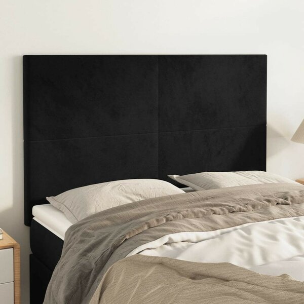 VIDAXL - Fekete Bársony Ágyfejtámla - 4 db - 72x5x78/88cm