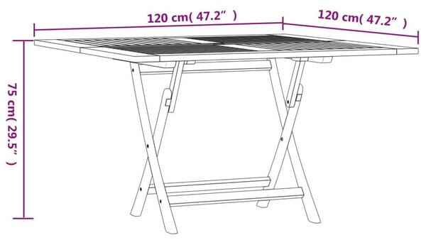 VidaXL Összecsukható Teakfa Kerti Asztal - 120x120 cm