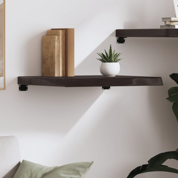 Sötétbarna kezelt tömör tölgyfa fali polc 60x60x(2-6) cm