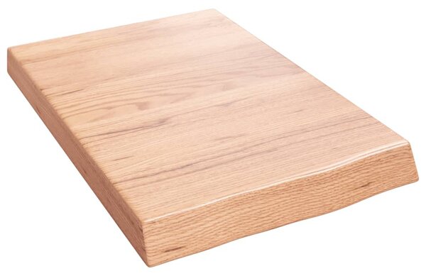Világosbarna kezelt tömör tölgyfa fali polc 40x60x(2-6) cm