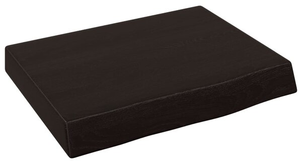 Sötétbarna kezelt tömör tölgyfa fali polc 40x30x(2-4) cm