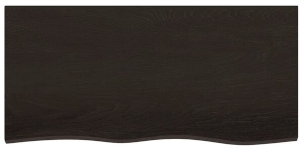 Sötétbarna kezelt tömör tölgyfa fali polc 100x50x(2-6) cm