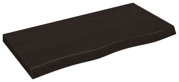 Sötétbarna kezelt tömör tölgyfa fali polc 100x50x(2-6) cm