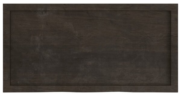 Sötétbarna kezelt tömör tölgyfa fali polc 100x50x(2-6) cm