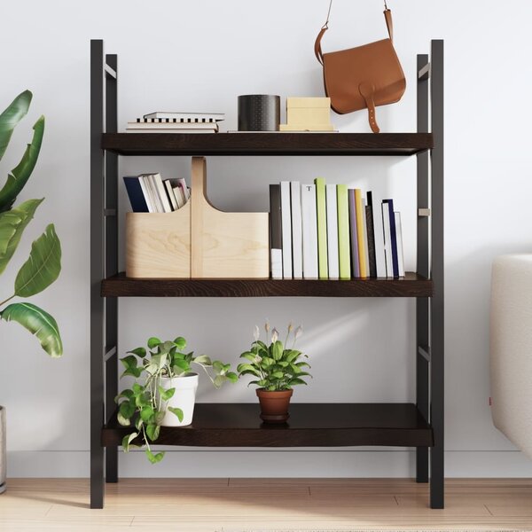 Sötétbarna kezelt tömör tölgyfa fali polc 100x50x(2-6) cm