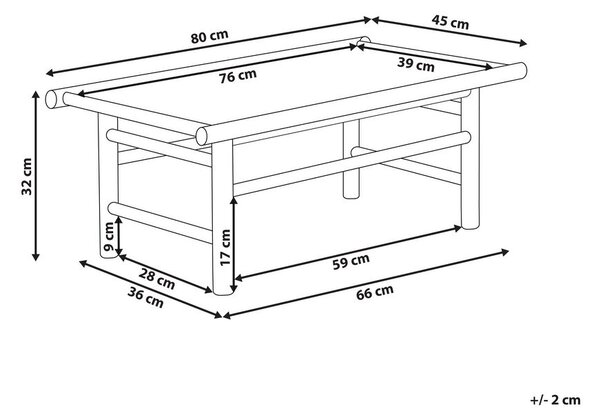 Kerti dohányzóasztal TODI 45 cm 80 cm Bambusz Barna